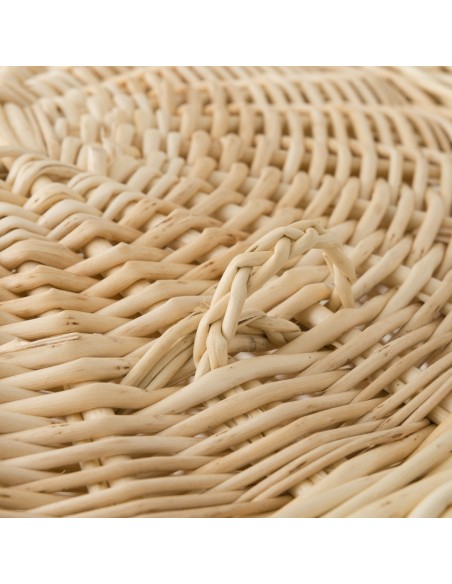 Panier à linge rond MM en osier blanc détail de la prise de main