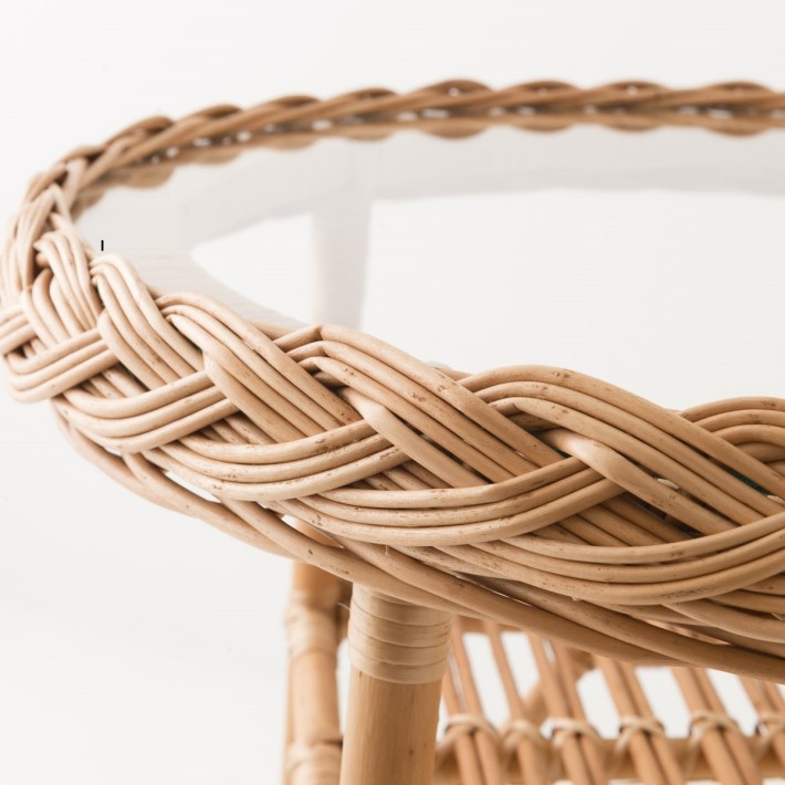 Wicker table Colette glass 50 cm