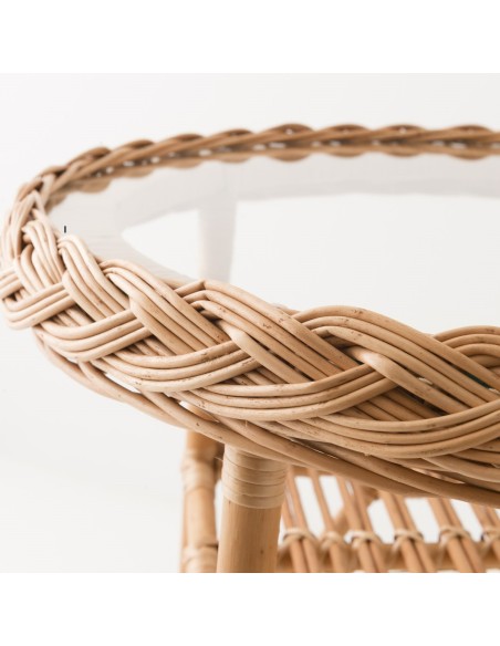 Wicker table Colette glass 50 cm Wicker table Colette glass 50 cm