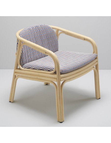 Fauteuil de table en rotin Hublot tissu Marquetry