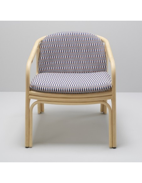 Fauteuil de table en rotin Hublot tissu Marquetry vu de face