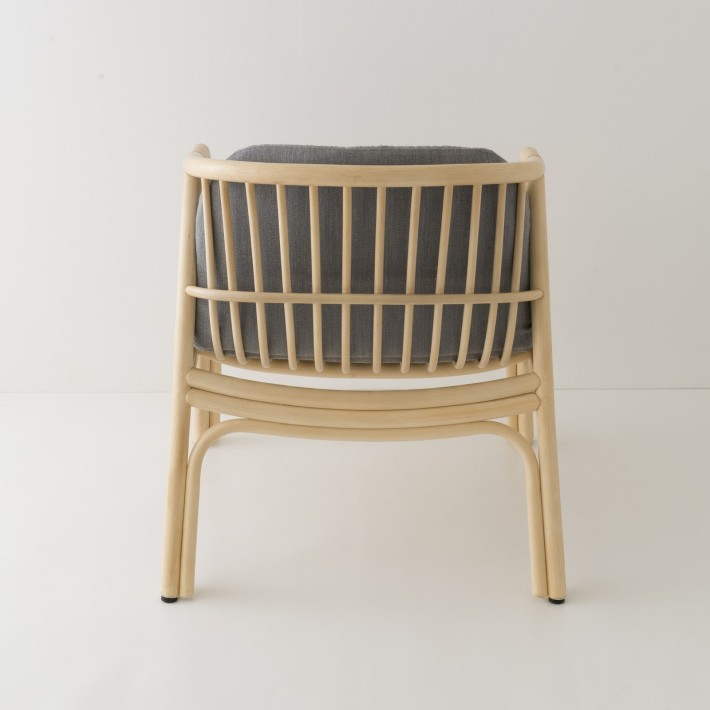 Fauteuil de table en rotin Hublot tissu Mood 1103 vu de dos