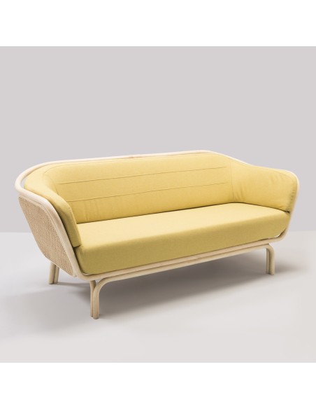 Canapé rotin design BÔA tissu moutarde Medley 62054