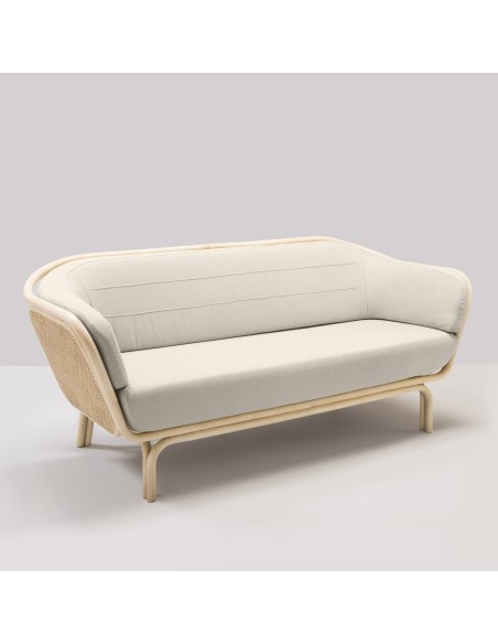 Canapé rotin design BÔA tissu écru Migliore