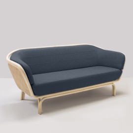 Canapé rotin design BÔA tissu bleu nuit Mood 2103