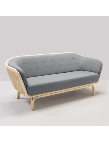 Canapé rotin design BÔA tissu gris Medley 66008
