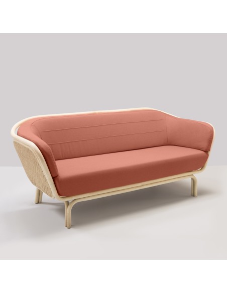 Canapé rotin design BÔA tissu corail Capture 4802