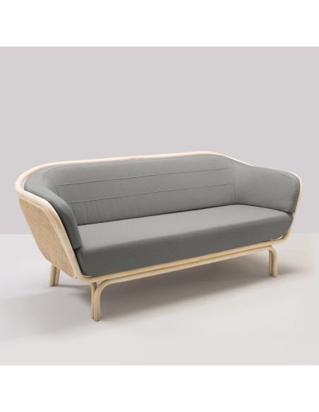 Canapé rotin design BÔA tissu cendre Mood 1102