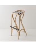 Tabouret de bar en rotin VIRAGE bleu gendarme