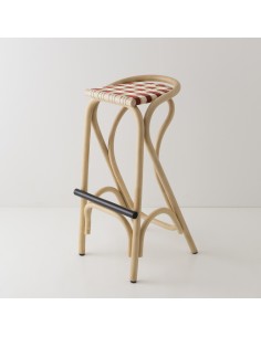 Tabouret de bar en rotin VIRAGE bleu + jaune