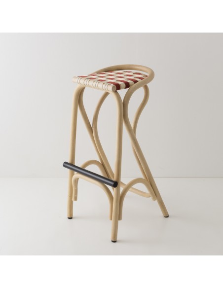 Tabouret de bar en rotin VIRAGE rouge brique
