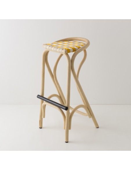 Tabouret de bar en rotin VIRAGE jaune bouton d'or