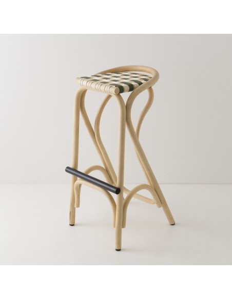 Tabouret de bar en rotin VIRAGE vert kaki