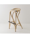 Tabouret de bar en rotin VIRAGE bleu + jaune