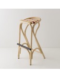 Tabouret de bar en rotin VIRAGE jaune + rouge