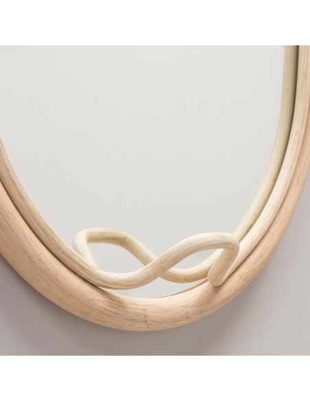 Miroir en rotin LASSO ovale détail du crochet patère Miroir en rotin LASSO ovale détail du crochet patère