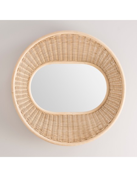 Miroir en rotin ONDE position horizontale