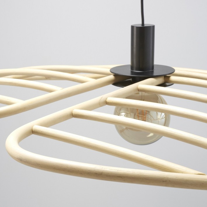 Grande suspension en rotin NYMPHEA détail de la platine electrique