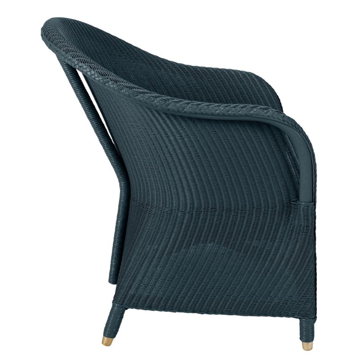 Lloyd Loom armchair Sidonie in bleu paon color