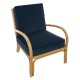 Riviera rattan armchair with blue velvet