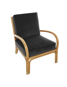 Fauteuil en canne de rotin Riviera velours ocre