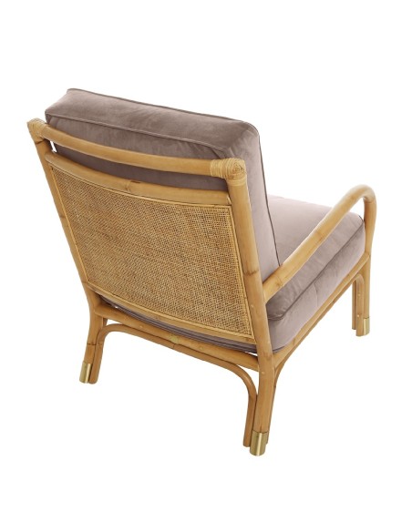 Riviera rattan armchair with pink velvet
