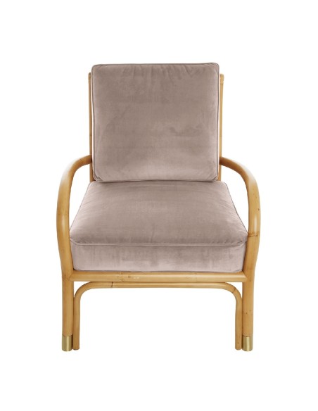 Riviera rattan armchair with pink velvet