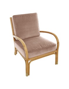 Fauteuil en canne de rotin Riviera velours ocre