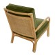 Riviera rattan armchair with green velvet