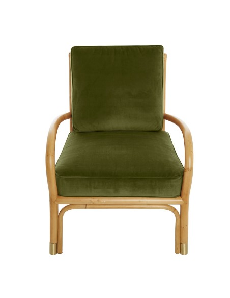 Riviera rattan armchair with green velvet Riviera rattan armchair with green velvet