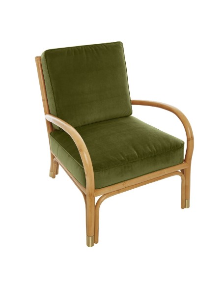 Riviera rattan armchair with green velvet Riviera rattan armchair with green velvet