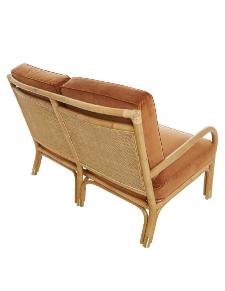 Riviera rattan 2 seater orange velvet