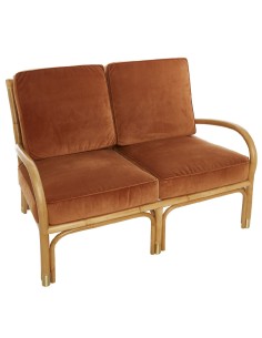 Riviera rattan 2 seater orange velvet