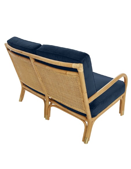 Riviera rattan 2 seater blue velvet