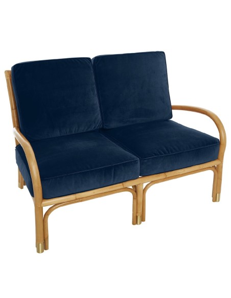 Riviera rattan 2 seater blue velvet