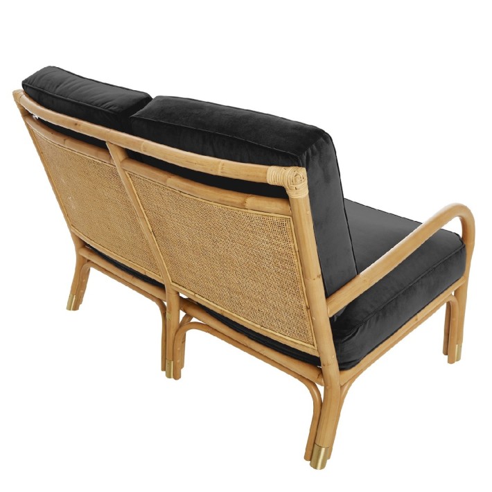 Riviera rattan 2 seater brown velvet
