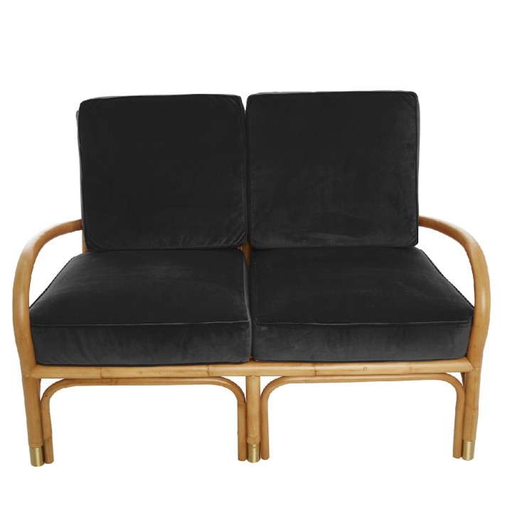 Riviera rattan 2 seater brown velvet
