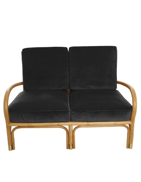Riviera rattan 2 seater brown velvet