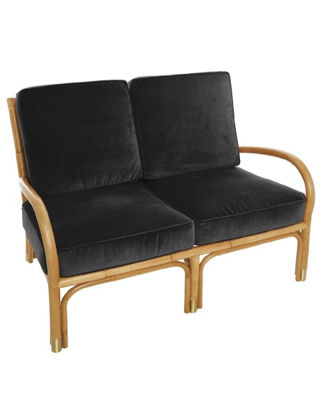 Riviera rattan 2 seater brown velvet