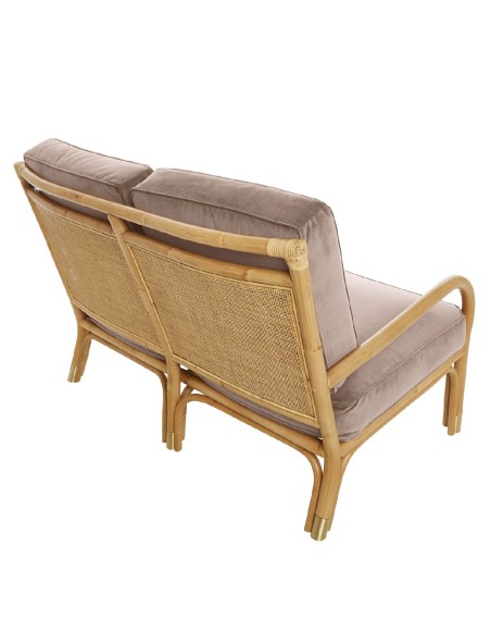 Riviera rattan 2 seater pink velvet