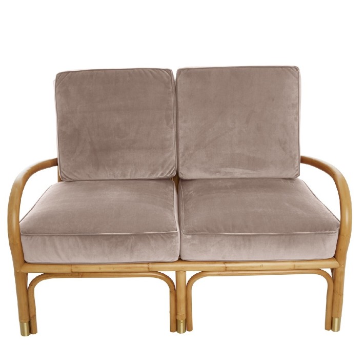Riviera rattan 2 seater pink velvet