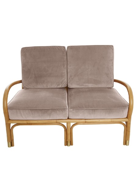 Canapé 2 places en rotin Riviera velours rose