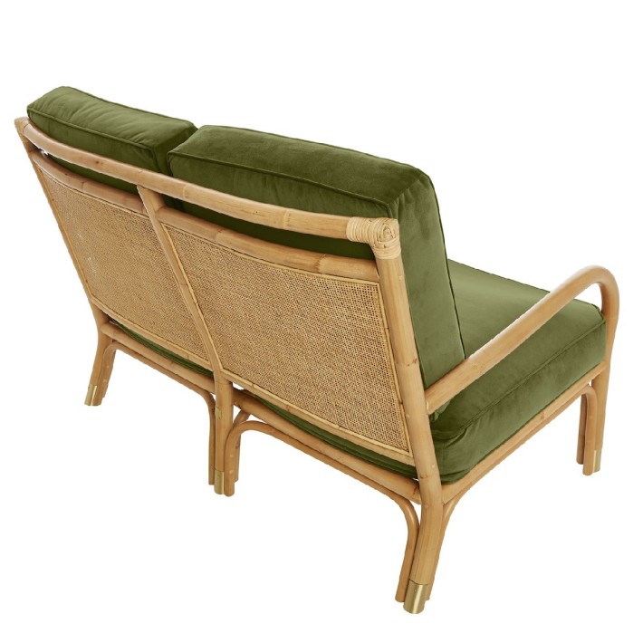 Riviera rattan 2 seater green velvet