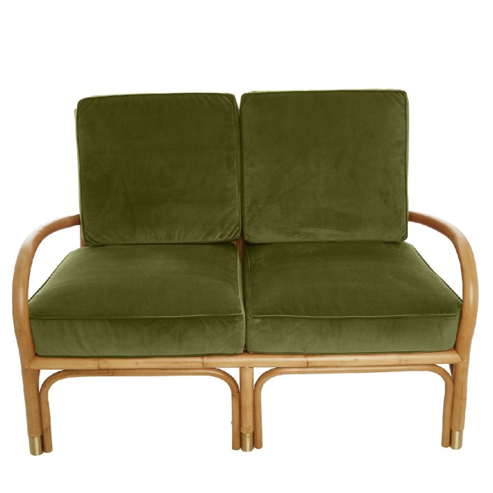 Canapé 2 places en rotin Riviera velours vert