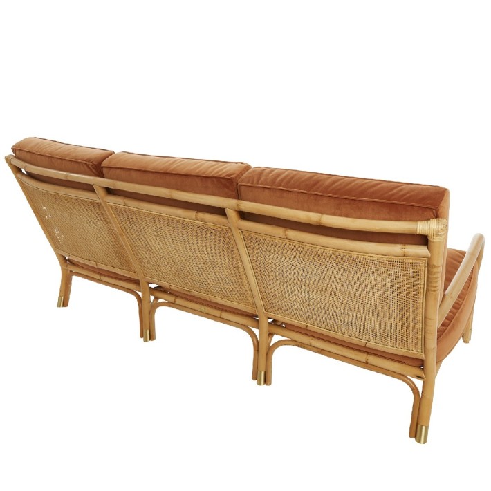 Canapé 3 pl Riviera velours ocre vue arrière