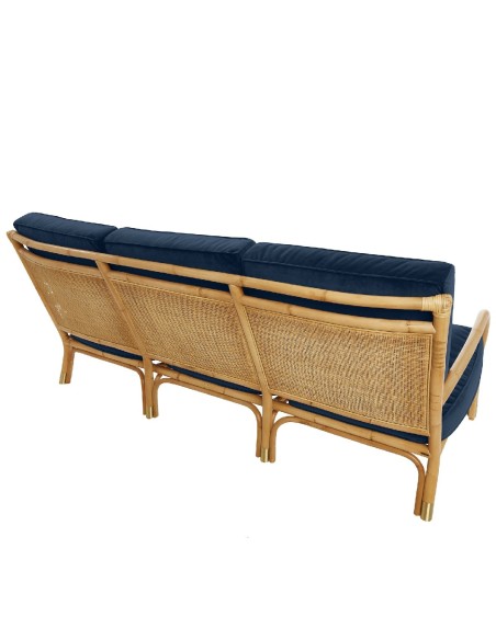 Riviera rattan 3 seater blue velvet Riviera rattan 3 seater blue velvet