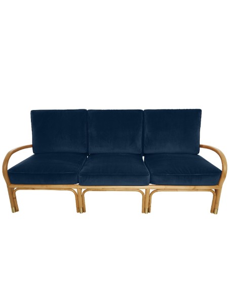 Riviera rattan 3 seater blue velvet Riviera rattan 3 seater blue velvet