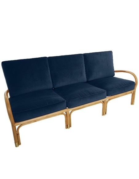 Riviera rattan 3 seater blue velvet Riviera rattan 3 seater blue velvet