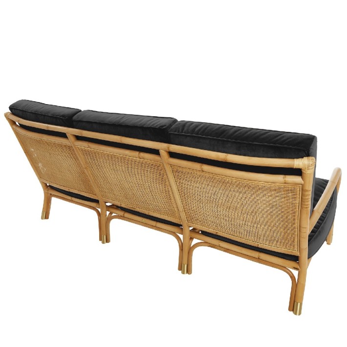 Riviera rattan 3 seater brown velvet