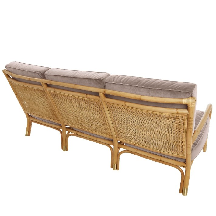 Riviera rattan 3 seater pink velvet